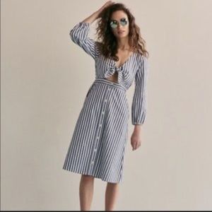 MADEWELL SHIMMER STRIPE CUTOUT MIDI DRESS SIZE: 2